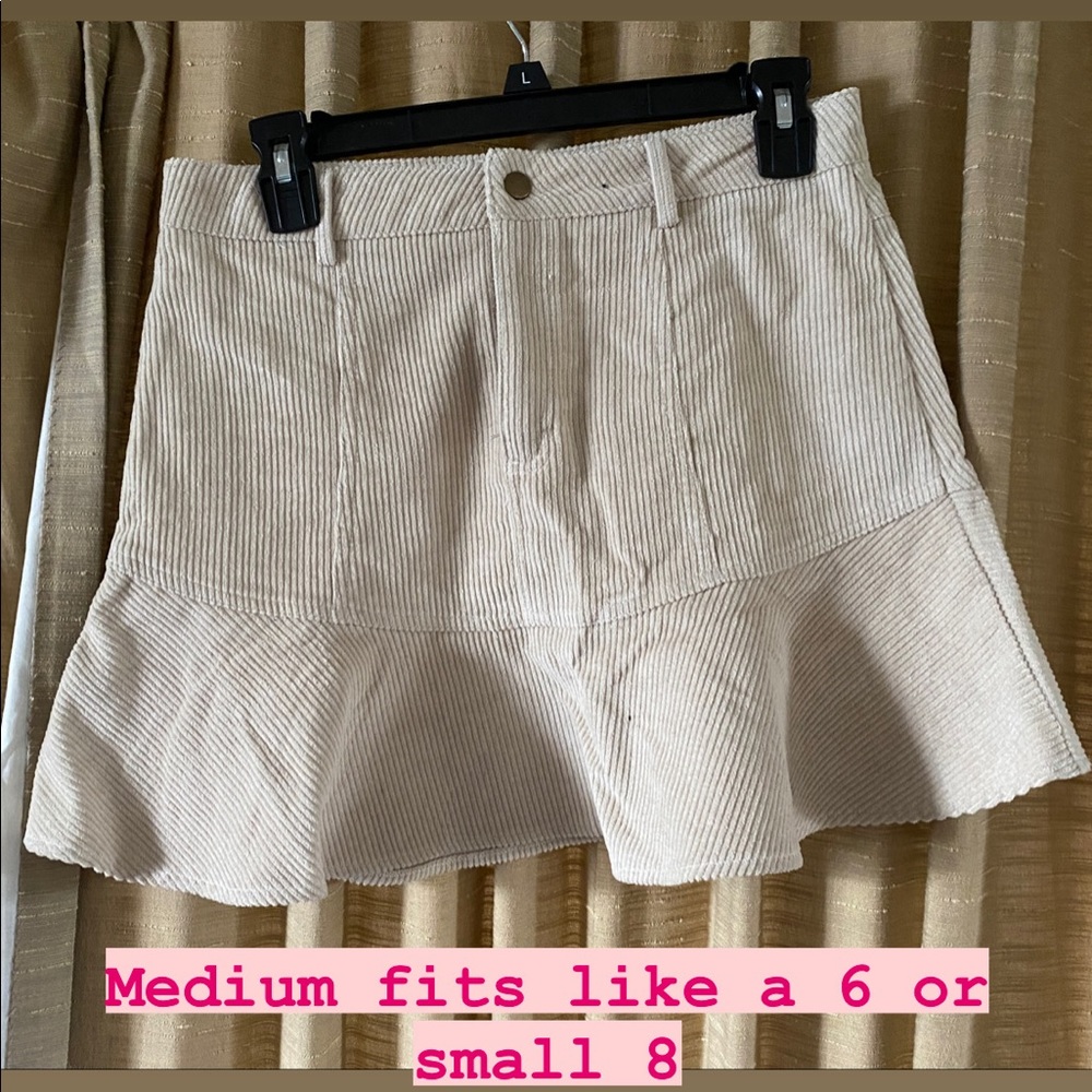 Tan brown courderoy mermaid flare mini skirt NWOT